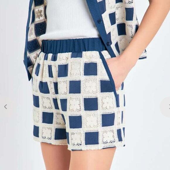 English Factory Crocket Crochet Patchwork Shorts - Picture 1 of 9